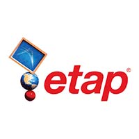 ETAP logo: red text on a white background with a globe and screen graphic.